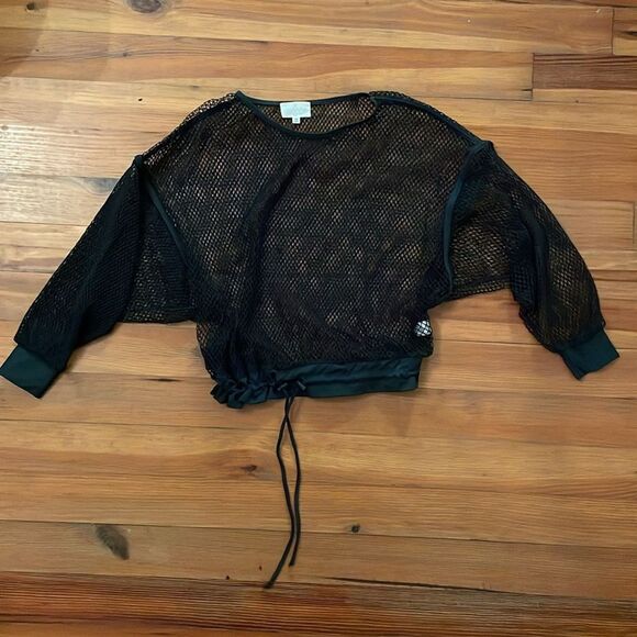 Tribe Kelley Black Fishnet Mesh Pullover Top Shirt Womens One Size - Picture 3 of 11